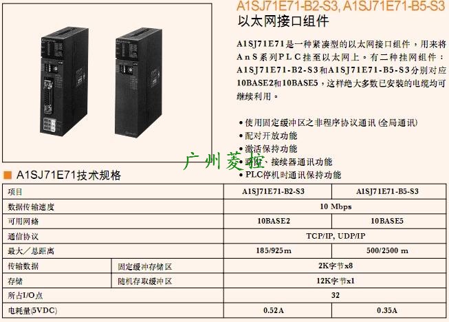 三菱以太網接口模塊A1SJ71E71-B2-S3詳細介紹